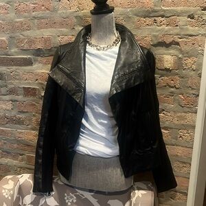 Trouvé Black Leather Jacket, Size Small.